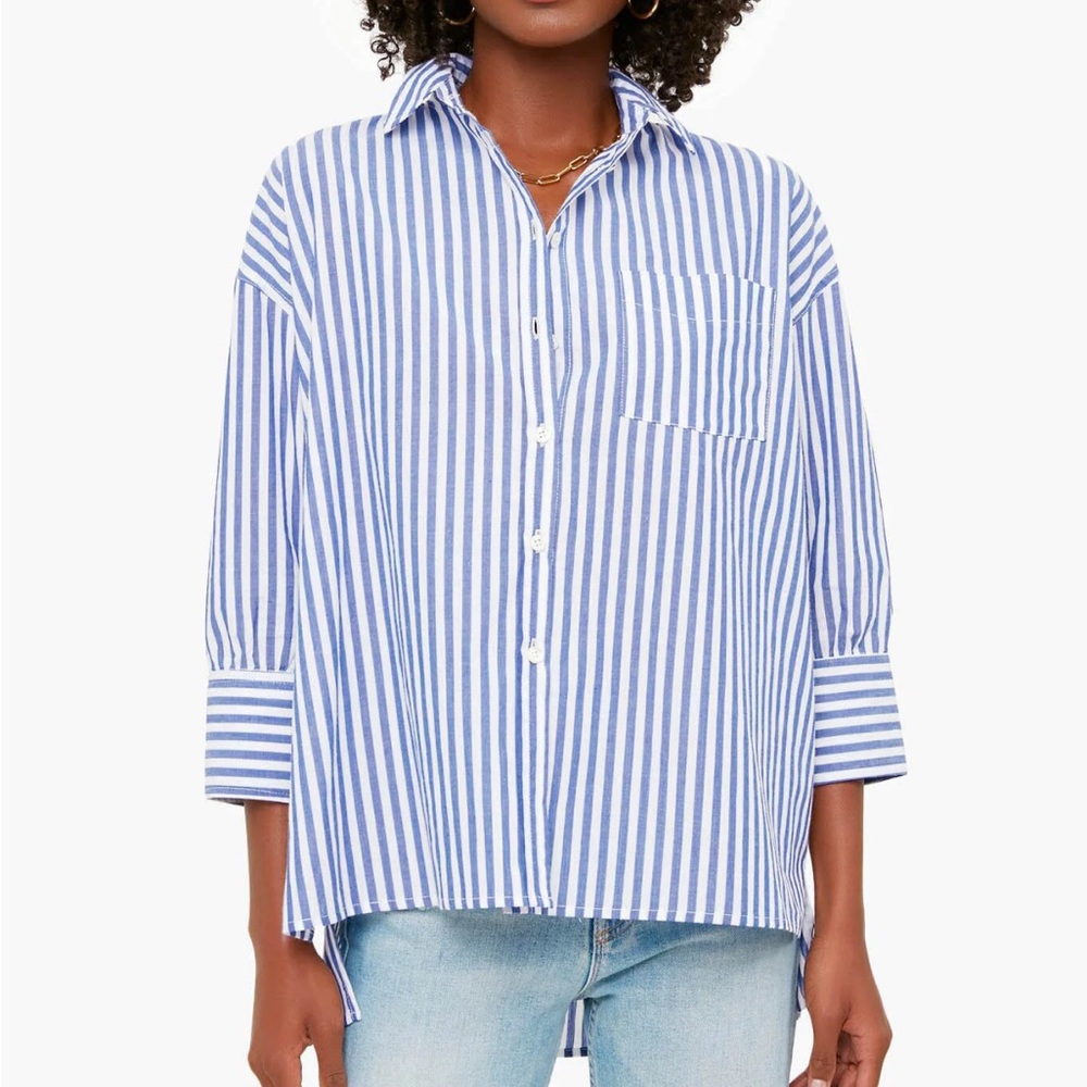 Tuckernuck Pomander Place Blue and White Striped Top